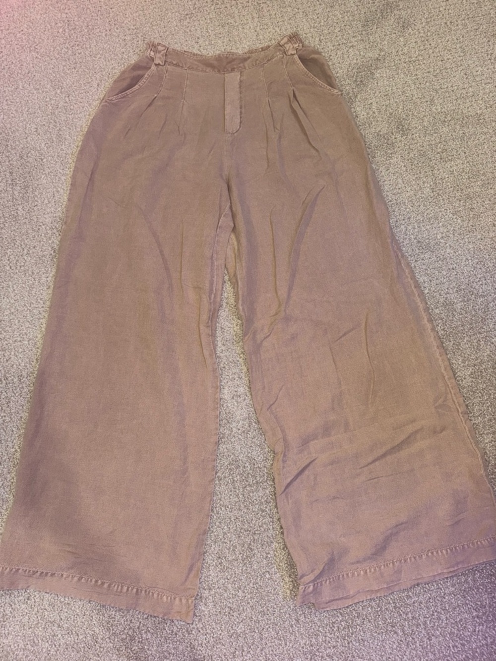 Young Fabulous & Broke Wide Leg Linen Blend Pants in Mauve Brown